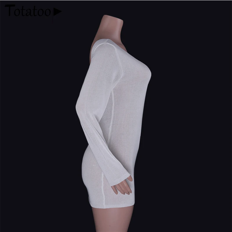 Totatoop Backless Sexy Knitted Dress Women 2021 Summer Long Sleeve Open Back See Through Beach Cover Mini Dress Femme Clubwear vintage clothing stores