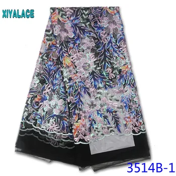 

Latest african lace fabric high quality sequins fabric embroidery nigerian wedding for african lace fabric 3514b