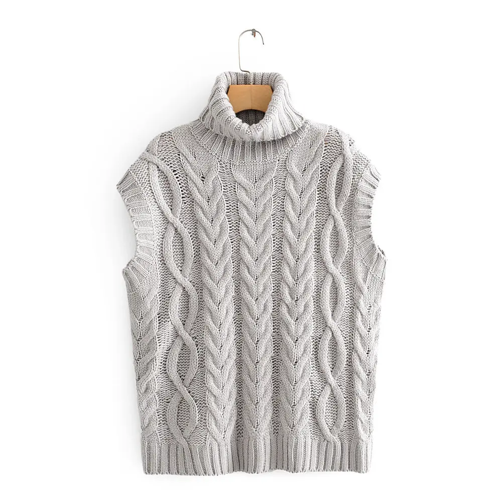 Autumn Winter Women Turtleneck Sweater Casual Knitted Pullover Sleeveless Ladies top Sweater Women jumper