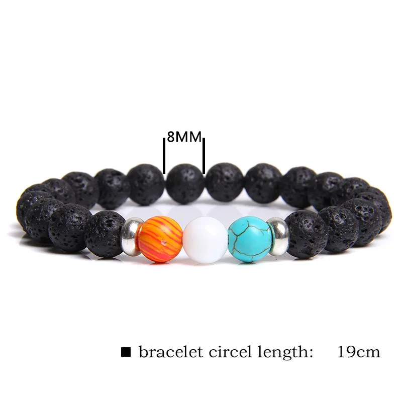 Черный Браслет из вулканического камня, натуральный браслет из лавы, из бисера, лечебный баланс, эластичный Канатный браслет с подвесками, браслет, ювелирные изделия для женщин и мужчин