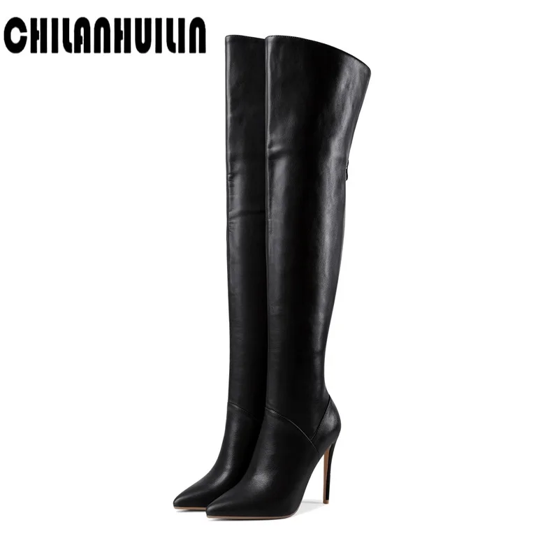 

sexy pointed toe super thin high heels western boots fashion over the knee high boots woman microfiber red autumn winter boots