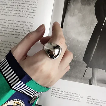 

925 Silver Large Glossy Rings Jewelry Minimalism Charm Anel Bohemia Jewelry Vintage Boho Bague Femme Anelli Ring for Women
