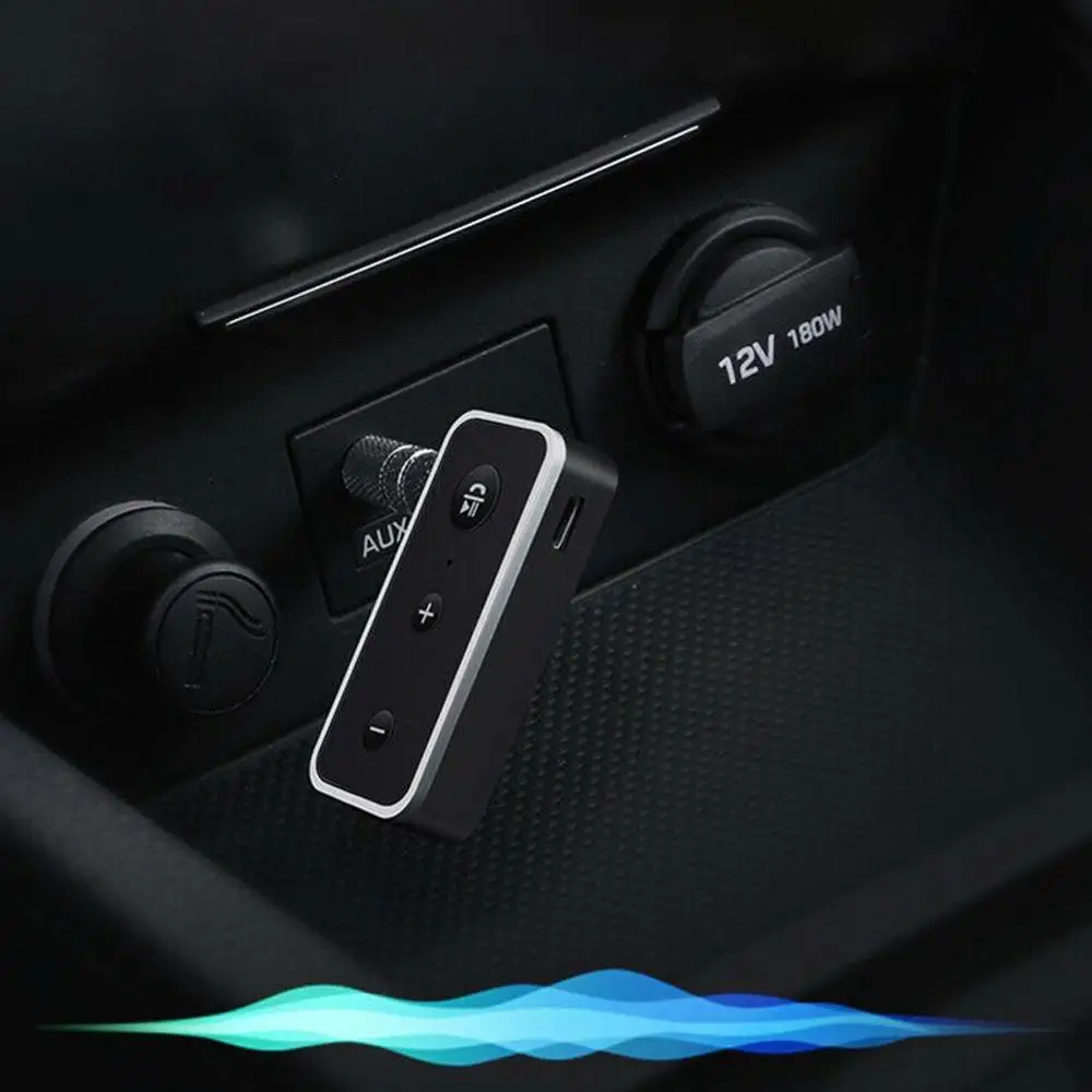 Автомобильный Bluetooth 5,0 приемник, автомобильный комплект, стерео музыка, 3,5 мм, AUX аудио, беспроводной адаптер для громкой связи, для наушников, динамик с микрофоном