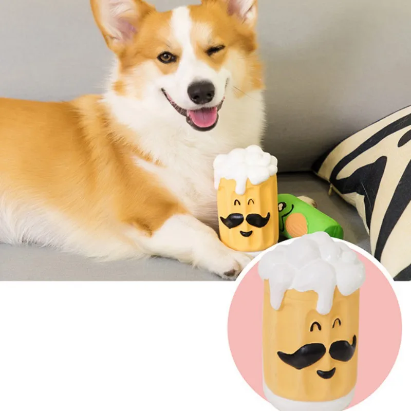 Латексная игрушка для тренировки питомца милая форма пивной бутылки Pet вокальные игрушки устойчивые к укусам собаки молярные игрушки мягкие игрушки для чистки зубов щенка молярные игрушки