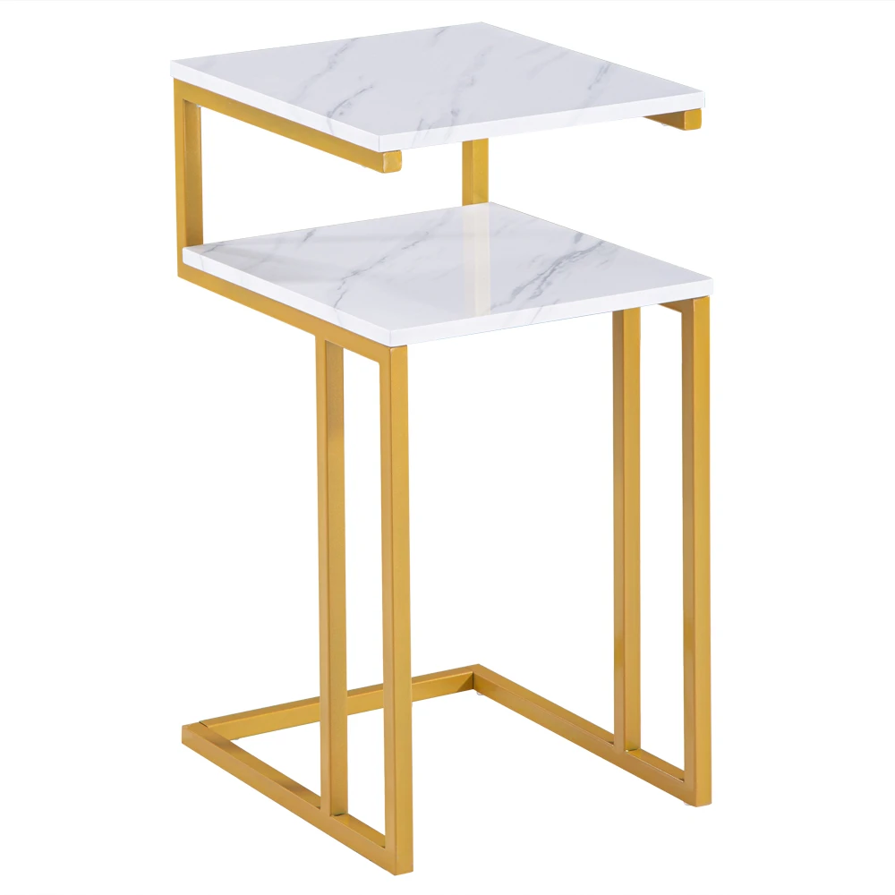 

Side Table C-Type Side Table Double-Layer Gold Marble Sticker(42 x 35.5 x 71)cm