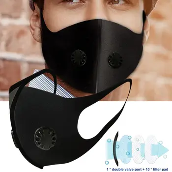 

1Set Anti Haze Mask + 10Pcs Filter Breath Valve Anti-dust Mouth Mask Activated Carbon Filter Respirator Mouth-muffle Mask