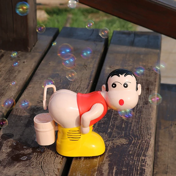 Crayon Shin-chan Bubble Machine забавная пузырчатая палочка, детские игрушки, пукающая автоматическая машина для создания пузырей, пистолет для пузырей, пластиковые игрушки