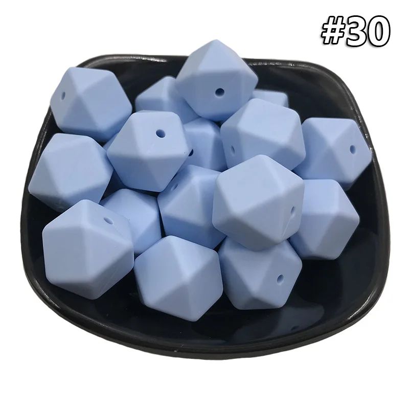 5PCS Beads 30 5 шт./компл. силиконовые шестигранные шарики 17 мм Силиконовые Шарики фитинг BPA бесплатно пищевого качества детские жевательные прорезыватели Прорезыватель Соска клип игрушка - Цвет: 5PCS Beads 30