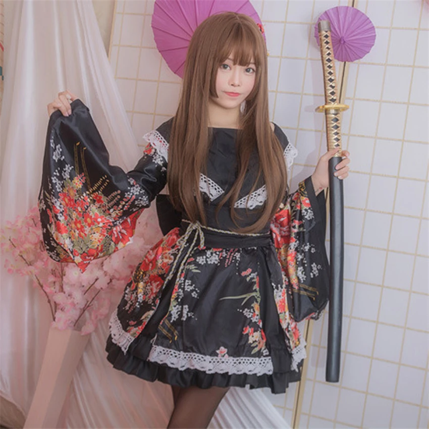 Traditional Japanese Costume Kimono Dress for Women Sakura Yukata Tutu Japanese Kawaii Girls Anime Cosplay Haori Party Stage