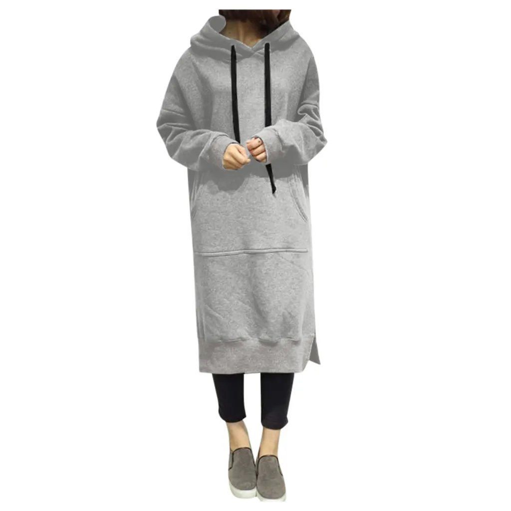 Свитер больших размеров, макси платья для женщин, Корейская уличная одежда, однотонные Свободные мешковатые толстовки, осенне-зимняя блузка с капюшоном, пуловеры