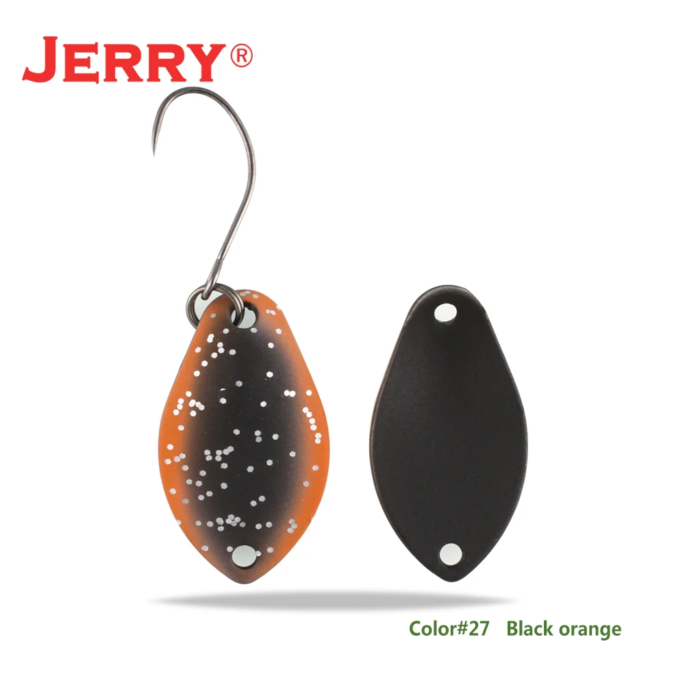 black orange Jerry 2 г 3 г микро форели ложки сверхлегкие латунные рыболовные ложки один крючок Пресноводные металлические приманки зона окуня для ловли щуки pesca - Цвет: black orange