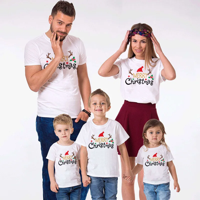 1 Uds. Camiseta Feliz Navidad familia a juego, mamá papá, hija, hijo, camiseta divertida a juego, ropa para mamá, papá, niños, traje de bebé|Trajes iguales de familia| - AliExpress