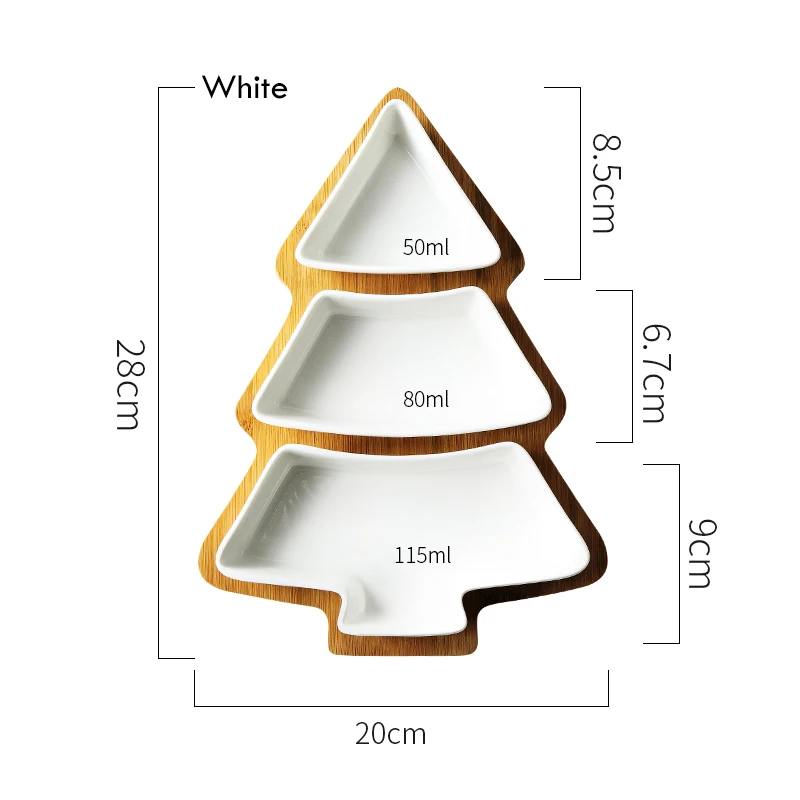 1 Набор, керамическая посуда в форме елки, фарфоровые тарелки, столовая посуда, салат, торт, фруктовый десерт, конфеты, тарелки для закусок - Цвет: White