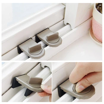 

Baby Kids Security Sliding Sash Stopper Cabinet Locks Straps Doors Catch Lock Child Protectionsliding Window Lock Dropshipping