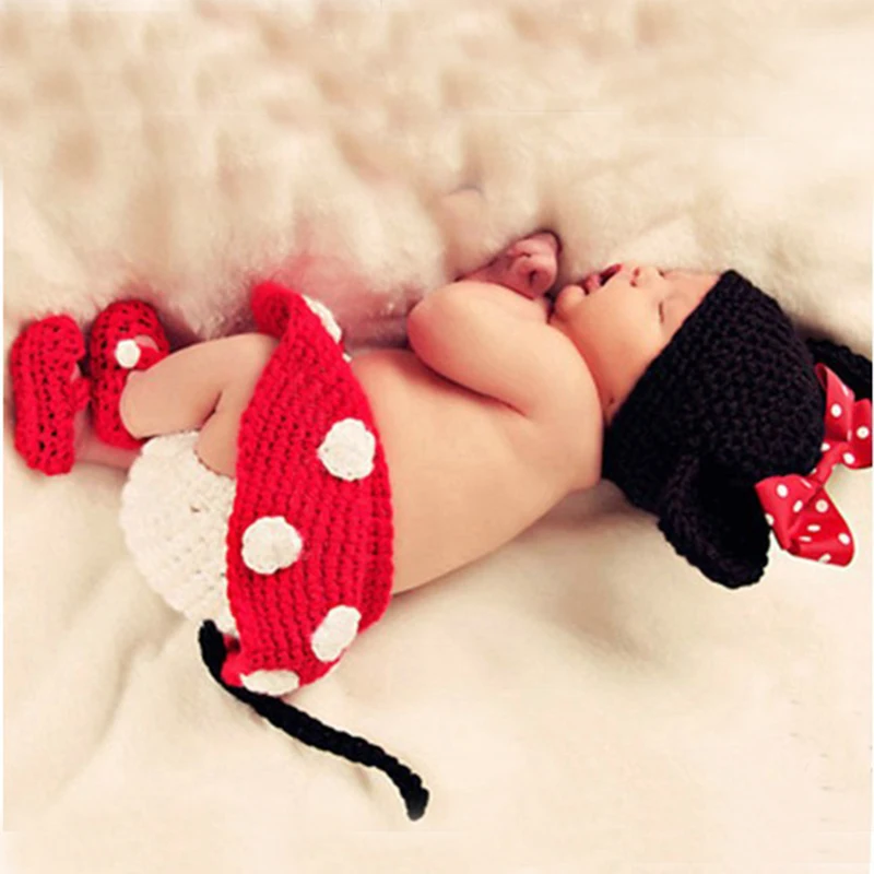 

Newborn Baby Photography Costume Props Boy Girl Clothes Set Photo Unisex Cute Cartoon Kids Winter Wool Warm Hat Child Clothing