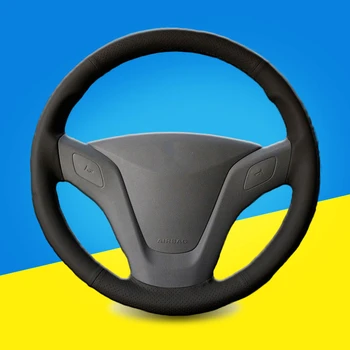 

Auto Braid on the Steering Wheel Cover for Chevrolet Sail 2010-2014 Car Braid Steering Wheel Covers Leather Interior Accessories