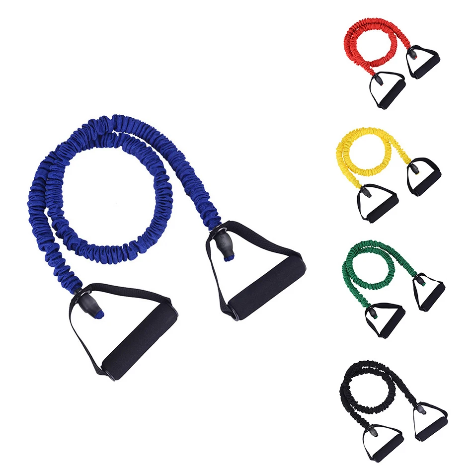 Resistance Bands 1pc Elasticity Tubes Fitness Yoga Equipment Exercise Elastic Handle 5 Colors Material Latex Pull Rope 10LB-30LB |