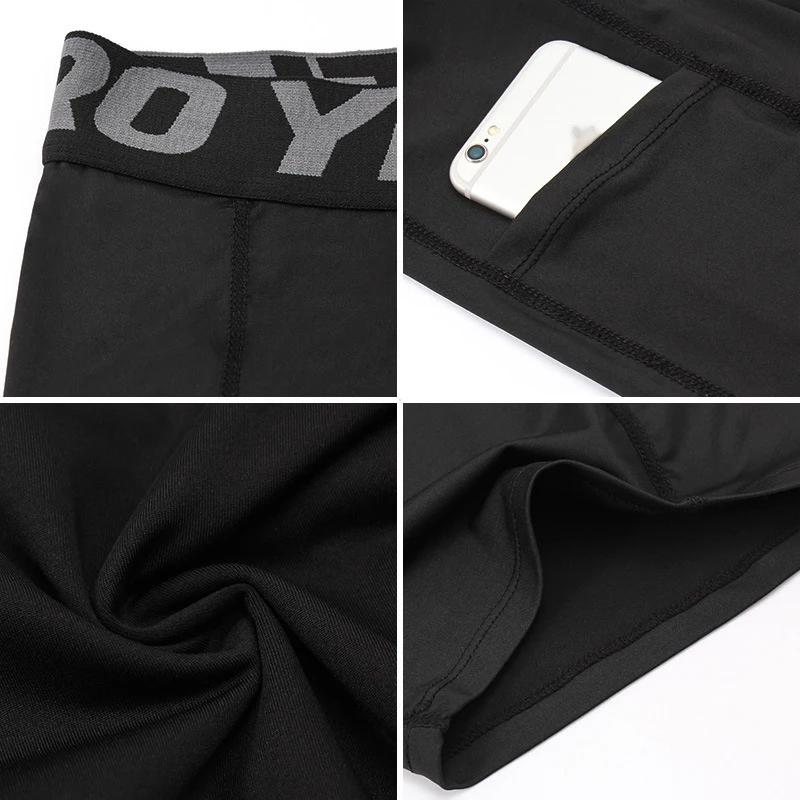 Quick Dry Compression Running Tights Men with Pocket Gym Fitness Shorts Sportswear Short Leggings Elastic Underwear Customized compression pants sports shorts sports leggings