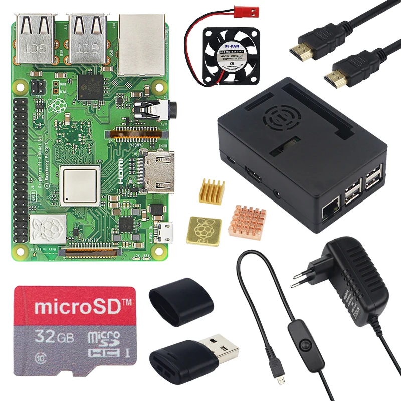 Raspberry Pi 3 модель B ЖК экран 5 дюймов корпус из АБС пластика карта SD 32 Гб адаптер А