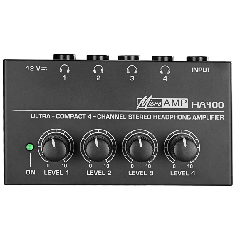 Eu Plug Ha400 Ultra Compact 4 Channels Mini Audio Stereo Headphone Amplifier With Power Adapter Black