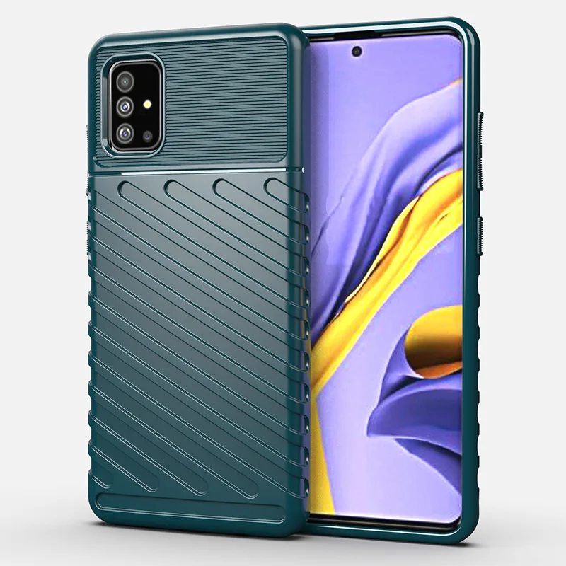 Green Auroras для samsung Galaxy A71 чехол противоударный мягкий силиконовый резиновый чехол для samsung A51 чехол - Цвет: Green