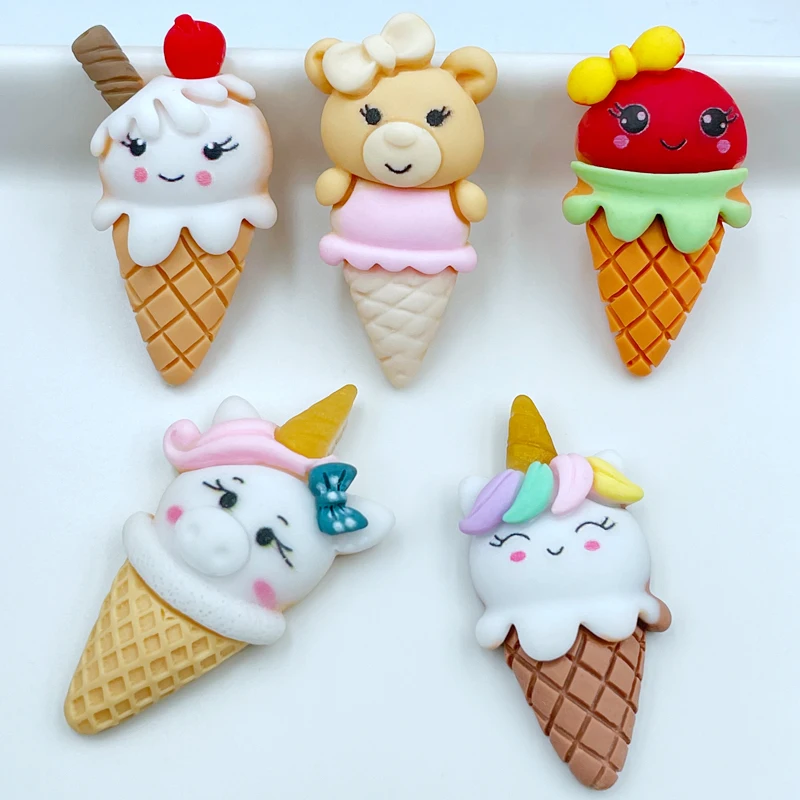 

10Pcs Kawaii Resin Cartoon Unicorn, Animal, Ice Cream Series Flat Back Cabochon Crafts Clothing DIY Scrapbooking Accessories D11