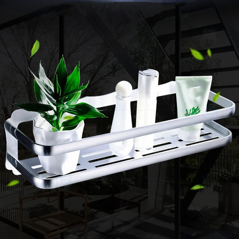 Space Aluminum Shelf Light Space Bathroom Shelves Wall Mount Storage Shelf Bathroom Kitchen Multifunction Storage Rack