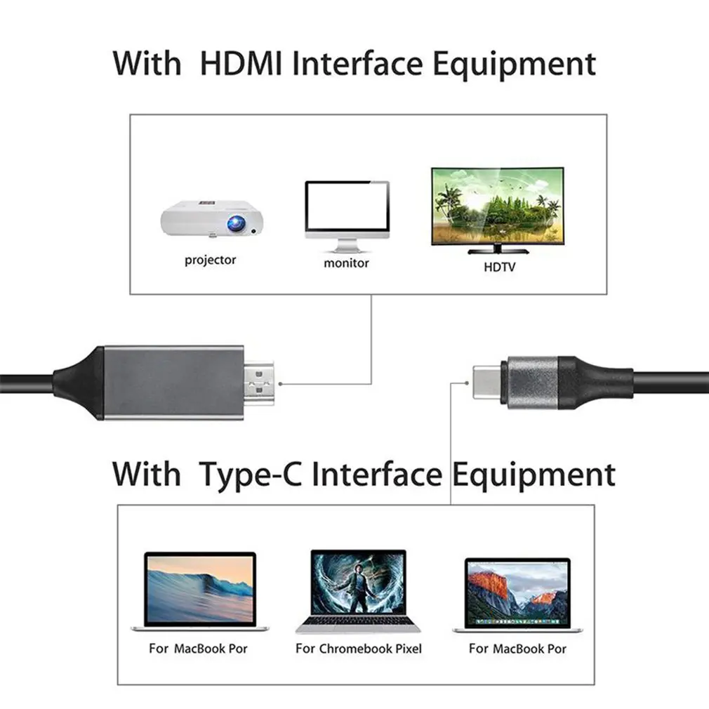 USB C to HDMI cable works with USB-C (Thunderbolt 3) port computers with DP Alt mode to an HDMI equipped display. Support 2017/ 2016 MacBook Pro, MacBook 2015/2016, ChromeBook Pixel, Dell XPS 15, XPS 13-9350-R1609 13.3, Samsung Notebook 9 900X5L, Lenovo YOGA5 PRO YOGA900 XIAOXIN AIR 12, Samsung Galaxy S9/S8/S9 Plus/S8 Plus/Note 8, LG G5, HTC U11, Microsoft 950 950XL and more.