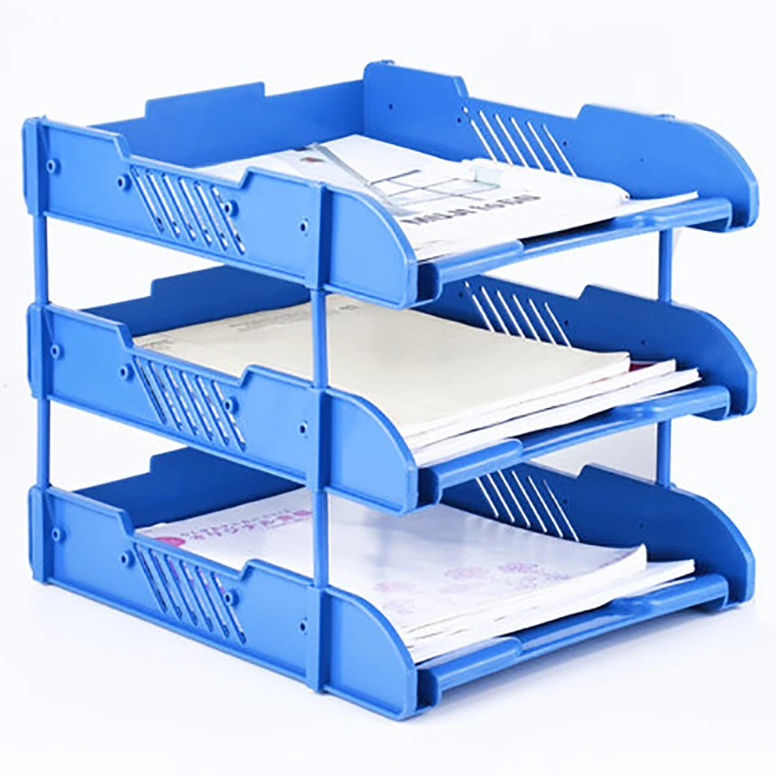 

3-layer File Tray Mesh File Holder Stand Organizer Container Document Tray for Magazine Letter Paper Document Home Office Desk
