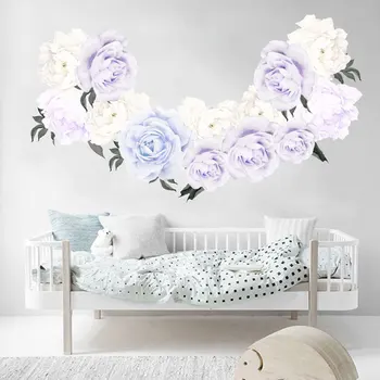 

Peony Rose Flower Wall Sticker Blue Purple Pink for Kids Bedroom Home Decor Gift Wallpaper Art Applique Mural PVC 40 x60CM