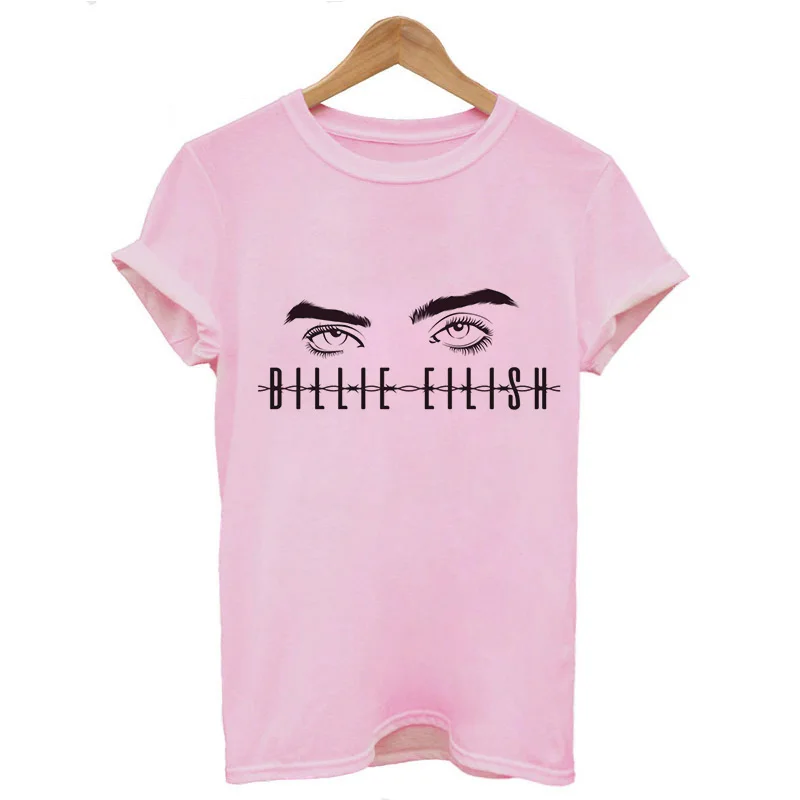 3824-Pink Billie Eilish I Hate The Expression Of This World футболка Женская Harajuku повседневная с круглым вырезом новая хип-хоп Футболка хипстерские Топы Футболка - Цвет: 3824-Pink