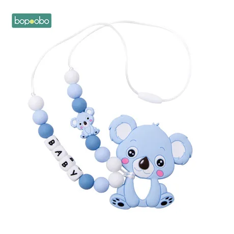 Koala Bopoobo 1 шт. Детские трофеи пищевой силиконовый Прорезыватель для зубов бусины кулон соска ручной работы клип цепь набор Товары для малышей - Цвет: Koala