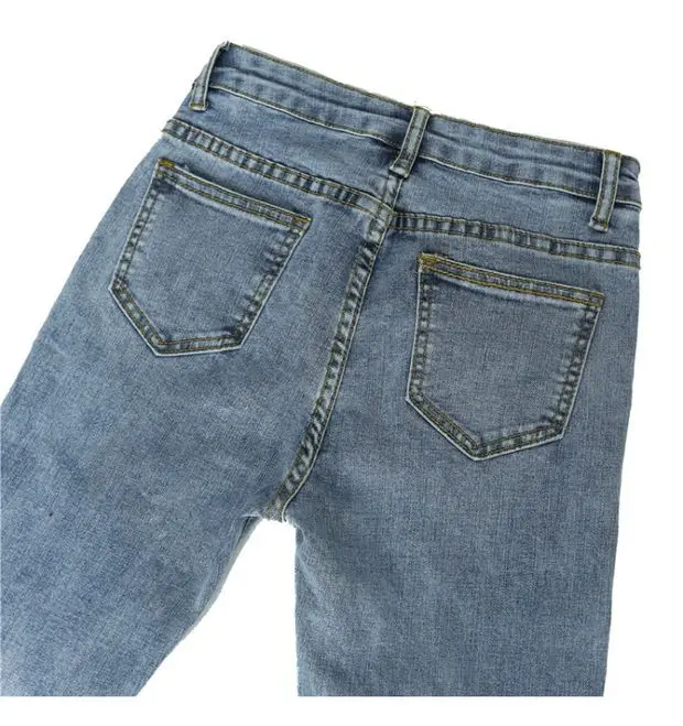 Women Hight Waisted Wide Leg Jeans Summer Autumn Stretch Slim Ankle Length Button Pockets Denim Flare Pants Plus Size