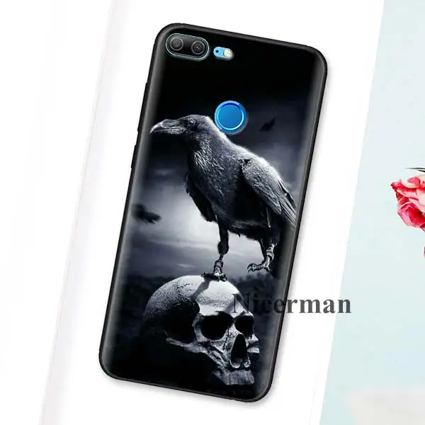 B05 Чехол для huawei Honor 8X 8C 8A 8S 9 10 9X 20i V20 Lite рro Y7 Y6 Y5 Y9 играть наслаждаться 9E 9S известное изображение черепа со Ворон на лунного света - Цвет: B05