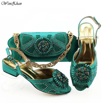 

Pretty Rhinestones Soft Shoes And Bag Set To Match High Quality 38-43 Italian Shoes With Matching Bags For Party! WENZHAN B99-10