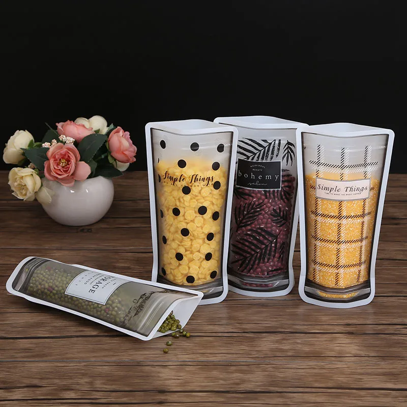 

Reusable Mason Bottle Ziplock Bag Plastic Sealed Stand Up Kitchen Food Container Dried Fruit Snacks Gifts Organizers Bags 4Pcs