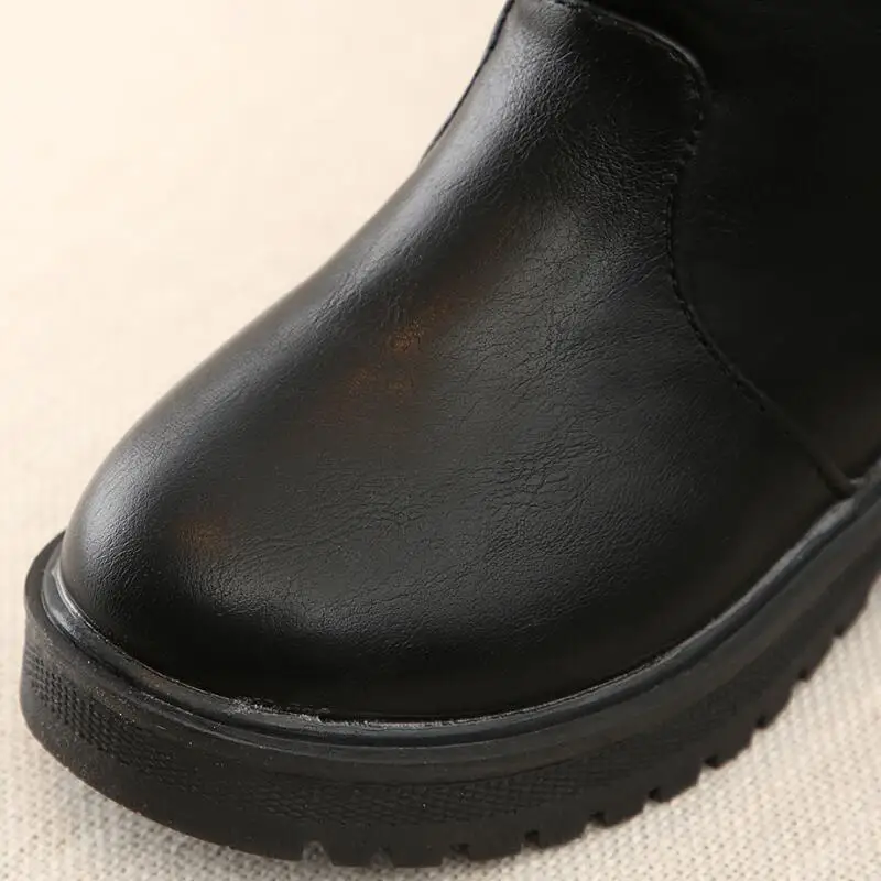 SKHEK Girls Boots Warm Cotton Kids Fashion Boots Children Winter Shoes for Girls Snow Boots PU Leather Sweet Kids Boots Girls