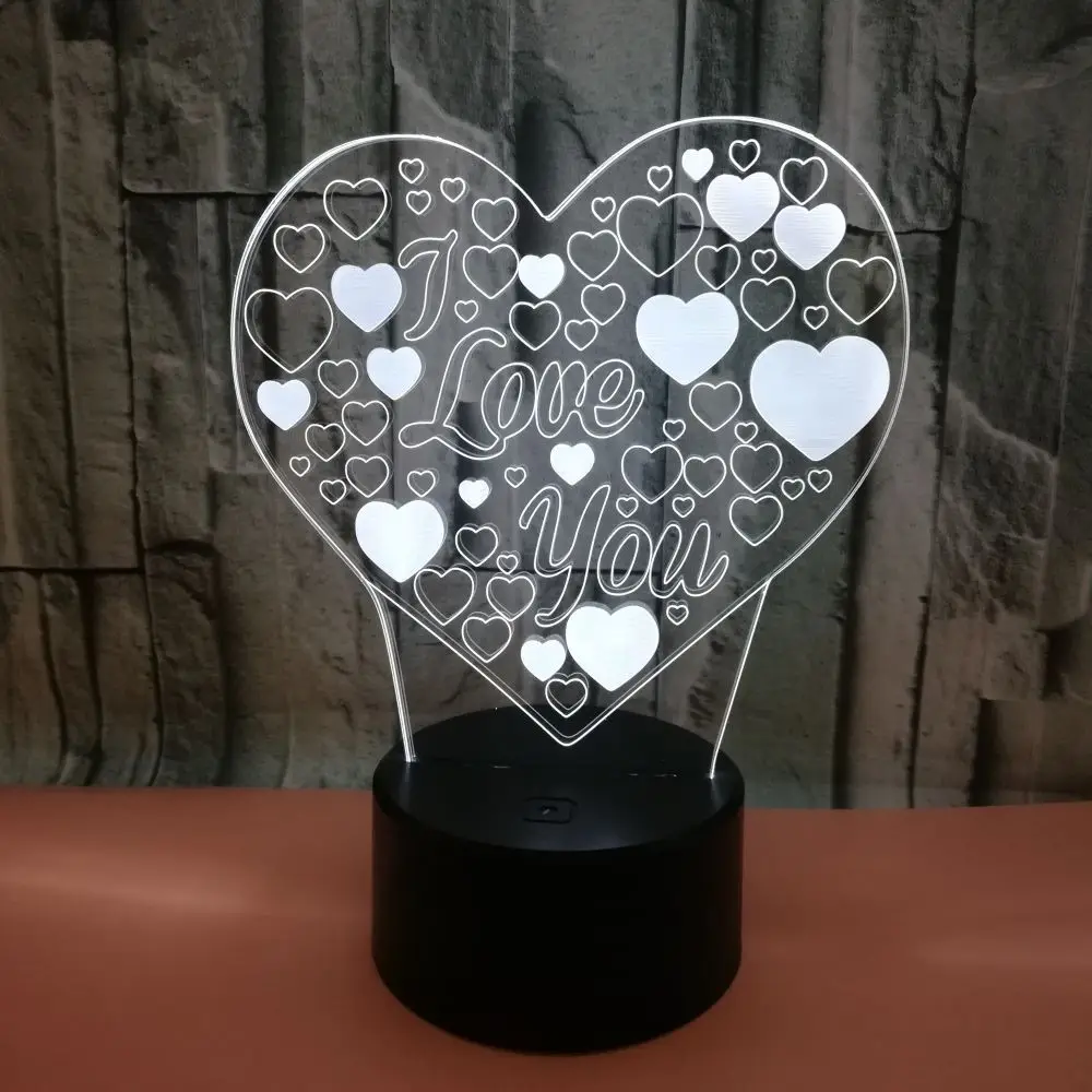 

Heart Shape 3D Night Light Sincere Love Color LED Night Light Sweet Girls Inroom Decor Lovers Date Gift ValentineDay present