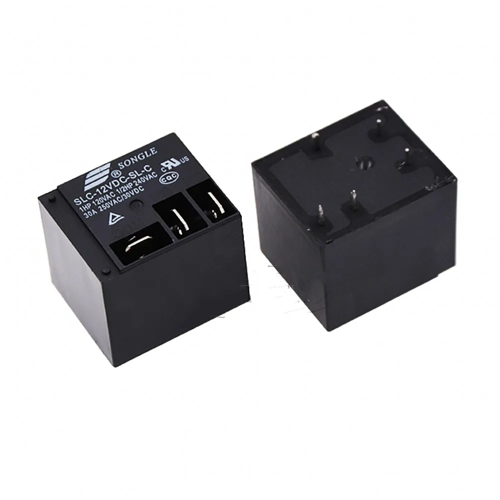 

10PCS/lot Power relays SLC-12VDC-SL-C 12v 30A T91 HF2100 A set of conversions 5PIN Black Electrical PCB Relay
