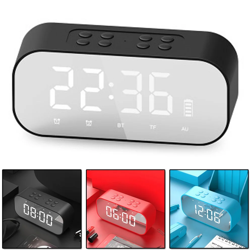 Беспроводной Bluetooth 5,0 динамик светодиодный дисплей музыкальный будильник 3,7 V 2000mAh 7.4wH с функцией будильника Поддержка режима сна