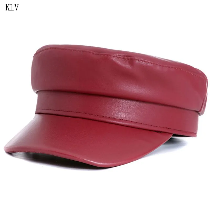 Red wine Модные женские туфли из искусственной кожи с плоским верхом Матросская Кепка имитация кожи ретро дикая леди роскошные Шляпа капитана ВМФ F3MD - Цвет: Red wine