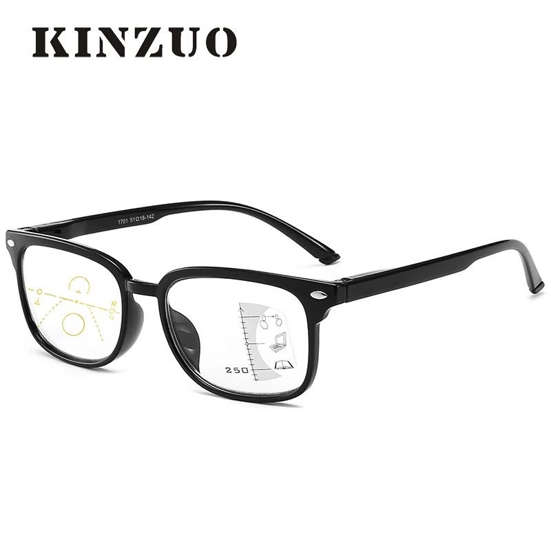 KINZUO новые анти-синие прогрессивные мульти-фокус очки для чтения для пожилых унисекс черные очки рамка+ 1.0to+ 3,5 1701