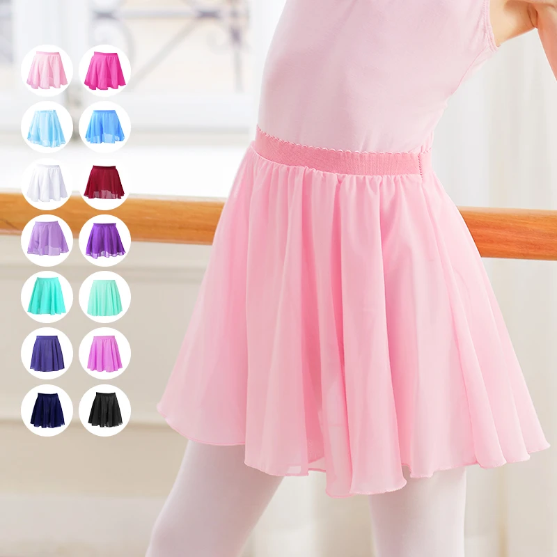 Ballet Skirts Girls Kids Ballet Skirt Sheer Chiffon Ballet Tutu Pink Kids Gymnastics Leotard Skirts Dance Skirt