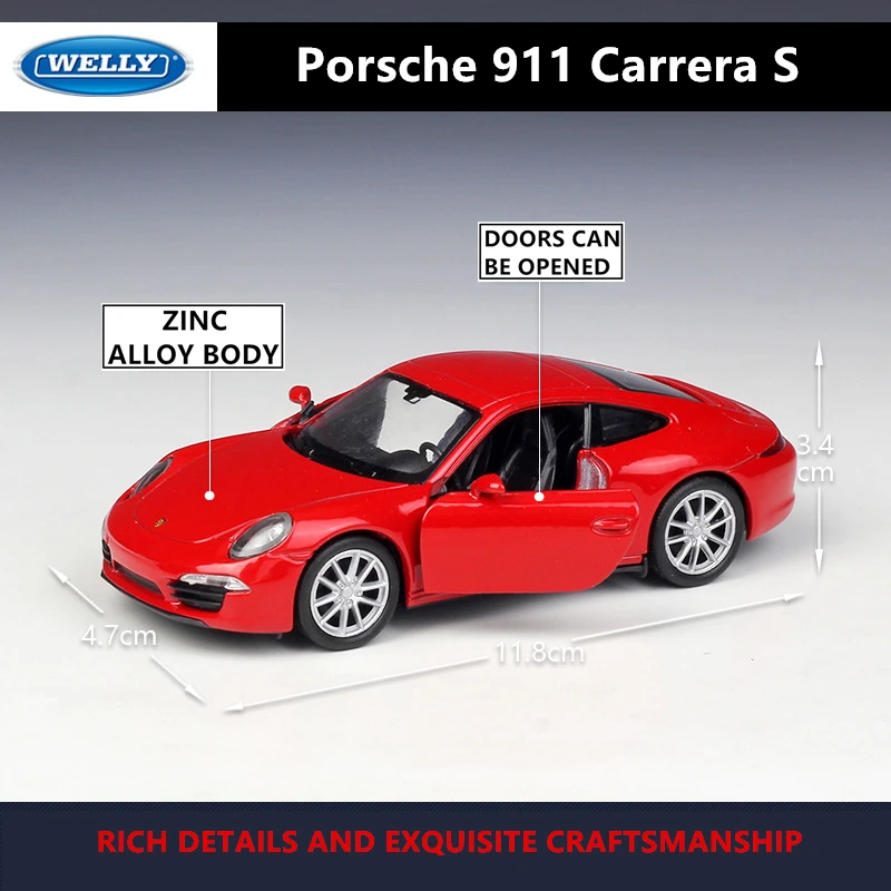 WELLY 1:36 Porsche 911 Carrera S сплав модель машины Моделирование Коллекция игрушек вытягивающийся автомобиль коллекция подарков
