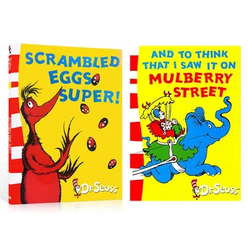 2 Books SCRAMBLED EGGS SUPER / AND TO THINK THAT I SAW IT ON MULBERRY STREET Dr.Seuss Series Child Picture Story English Books 1