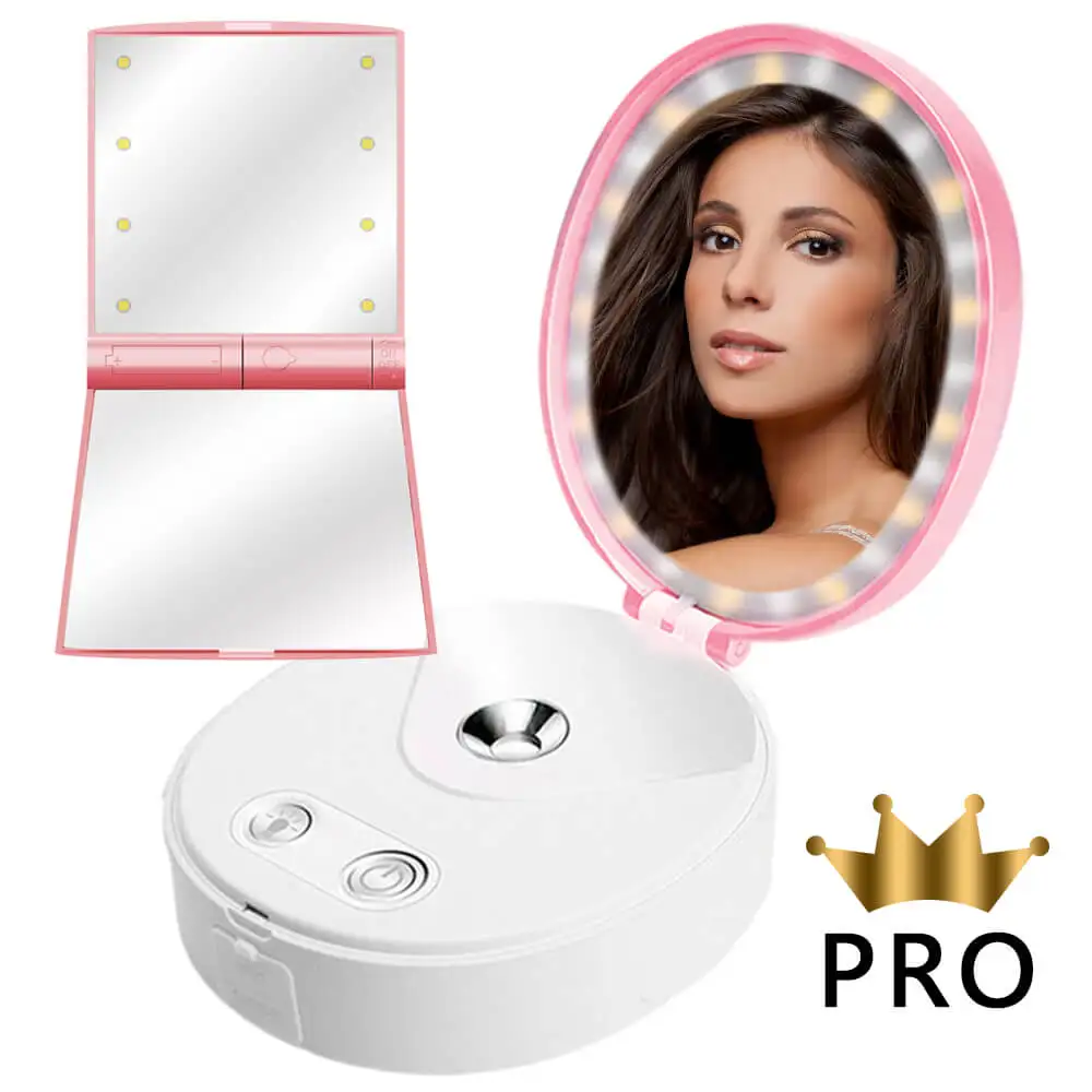 

LED Lights Makeup Mirror Lamp USB Batteries Charger Pocket Hand Vanity Mini Steamer Make Up Light Facial Spray Nano Sprayer Pro