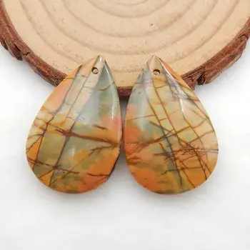 

Hot sale Multi-Color Picasso jasper and White Quartz Intarsia Gemstone Earring Bead, 30x20x6mm, 10.6g