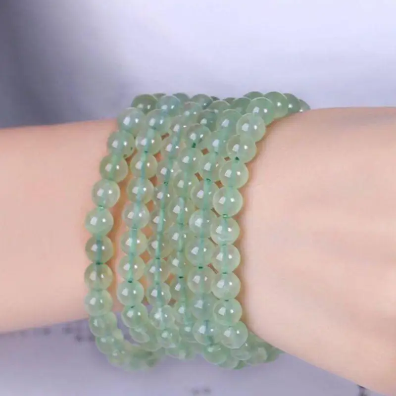 Natural Light Green Crystal Grape Stone Single Circle Bracelet