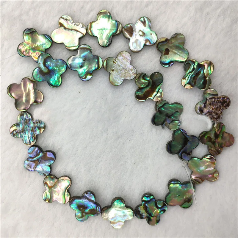 

2pcs Natural abalone shell four leaf flower chain,