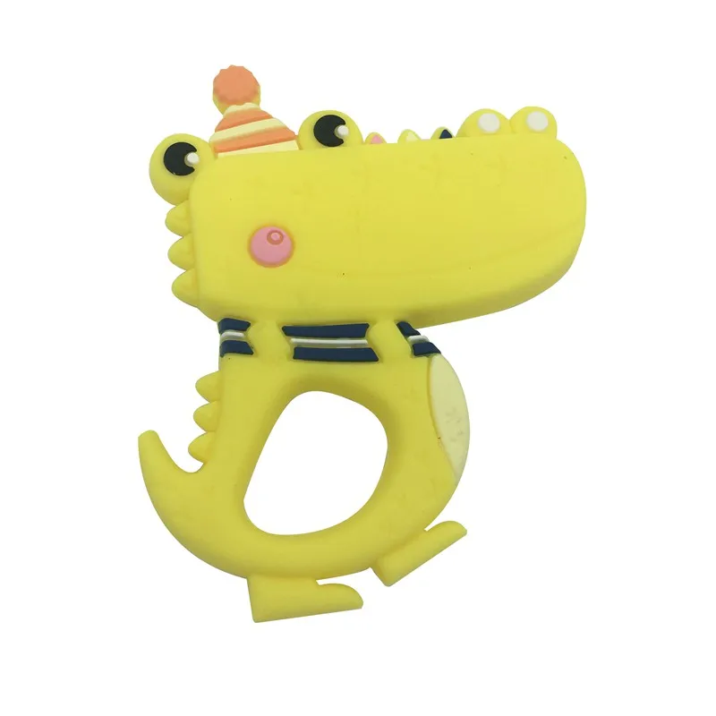 Детский Прорезыватель пищевой силиконовый грызун в форме крокодила DIY пустышка цепь BPA бесплатно Прорезыватель игрушка для зубов Рождественский подарок - Цвет: Цвет: желтый